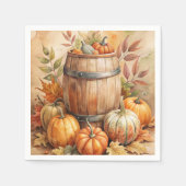 Fass mit Kürbissen Herbst Serviette (Vorderseite)
