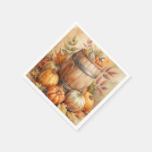 Fass mit Kürbissen Herbst Serviette (Ecke)