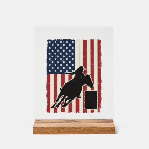 Fass-Rennen Amerikanische Flagge Vintage-Vektor-De Acrylschild