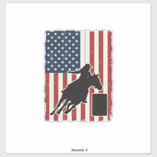 Fass-Rennen Amerikanische Flagge Vintage-Vektor-De Aufkleber