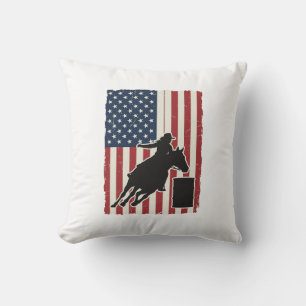 Fass-Rennen Amerikanische Flagge Vintage-Vektor-De Kissen