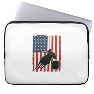 Fass-Rennen Amerikanische Flagge Vintage-Vektor-De Laptopschutzhülle
