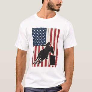 Fass-Rennen Amerikanische Flagge Vintage-Vektor-De T-Shirt