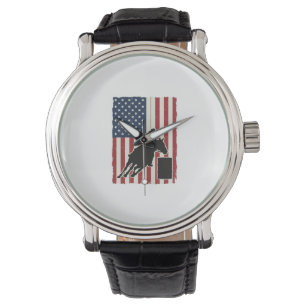 Fass-Rennen Amerikanische Flagge Vintage-Vektordes Armbanduhr