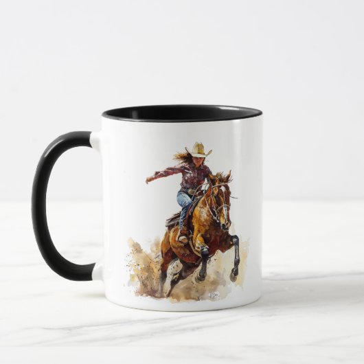 Fass-Rennen Mädchen und Pferd im Wettbewerb. Tasse (Links)