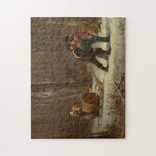 Fass-Schlitten in einem Snowy-Wald durch E. Puzzle (Vertikal)