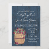 Fass von Rose Rustikales Holz Einladung (Vorderseite)