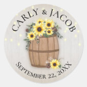 Fass von Sonnenblumen und Lichtern Runder Aufkleber (Vorderseite)