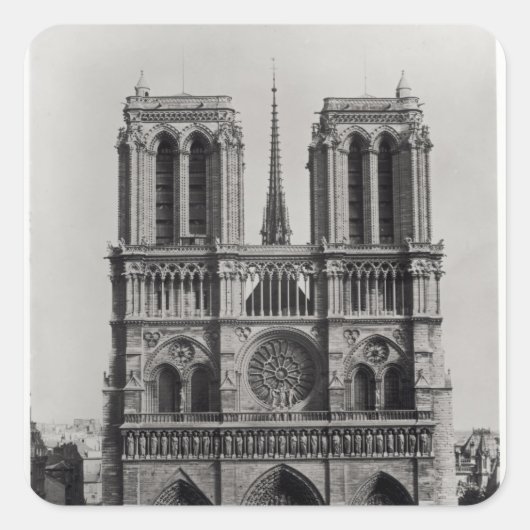 Fassade von Notre-Dame, Paris, Ende des 19. Jahrhu Quadratischer Aufkleber (Vorderseite)