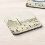 Fassade von St Peter in Rom mit dem Marktplatz in Untersetzer (Linke Seite)