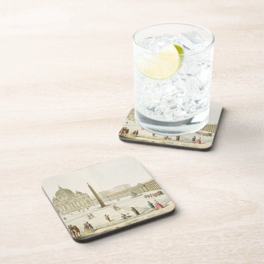 Fassade von St Peter in Rom mit dem Marktplatz in Untersetzer (Rechte Seite)