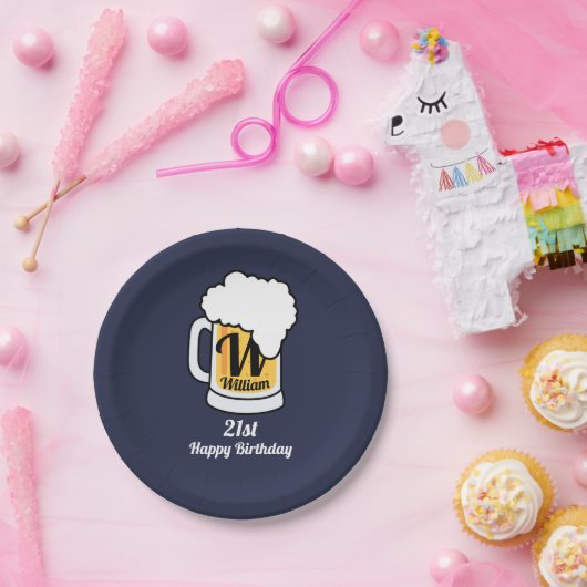 Fassbier-Tasse mit Namensmonogramm Ihr Text Pappteller (Party)