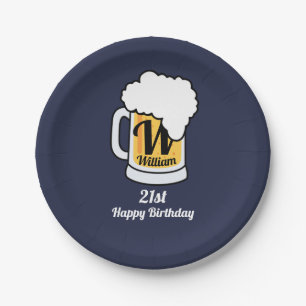 Fassbier-Tasse mit Namensmonogramm Ihr Text Pappteller