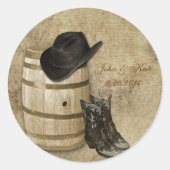 Fässer und Stiefel für Hochzeitsticker Runder Aufkleber (Vorderseite)