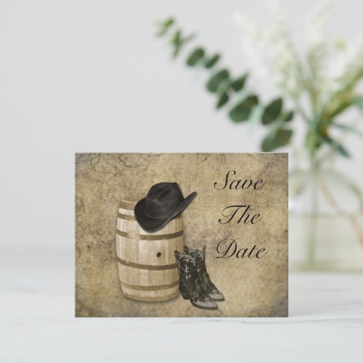 Fässer und Stiefel Save the Date (Stehend Vorderseite)