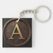 Fassholz Monogramm A Initialen Abzeichen Rahmen 🔑 Schlüsselanhänger (Rückseite)