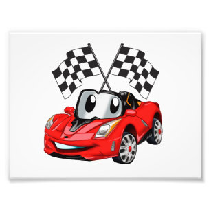Fast car cartoon flag race - Choose back color Fotodruck