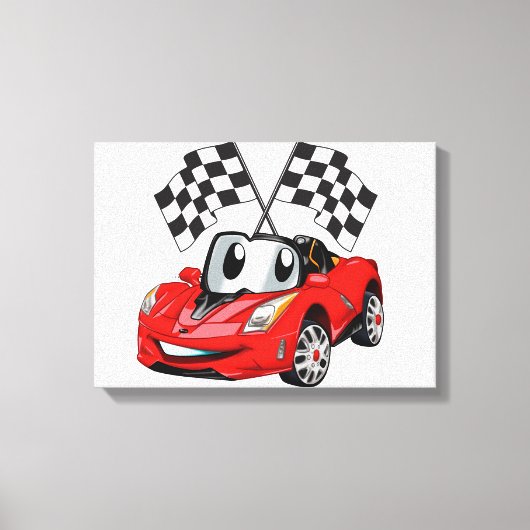 Fast car cartoon flag race - Choose back color Leinwanddruck (Vorderseite)