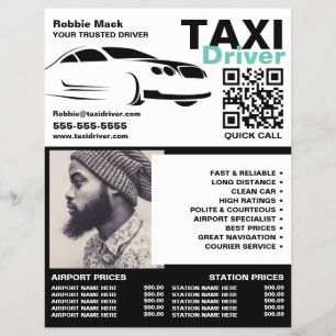 Fast Car Logo, Foto, Taxifahrer, Preisliste Flyer