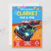 Fast Cars Racing Party Einladung für Jungen (Vorderseite)