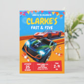 Fast Cars Racing Party Einladung für Jungen (Stehend Vorderseite)
