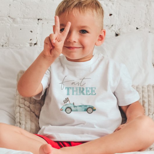 Fast DREI Blue Race Car Geburtstag T - Shirt