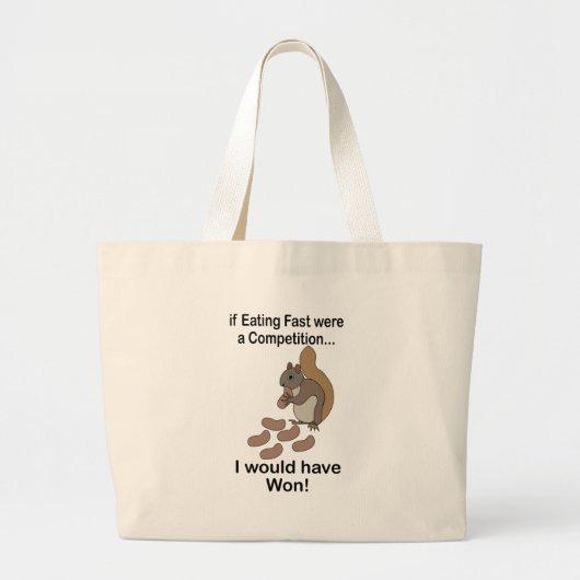 Fast Eating Squirrel Funny Quote Jumbo Stoffbeutel (Vorne)