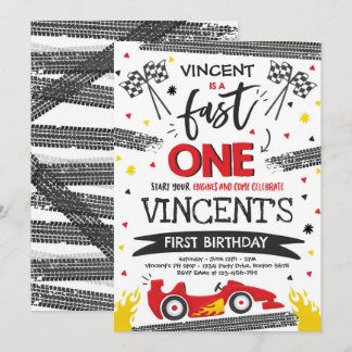 Fast ein 1. Geburtstag Party Red Race Car Fast One Einladung