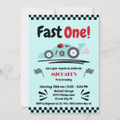 Fast ein Vintager Rennwagen zum ersten Geburtstag Einladung (Vorderseite)