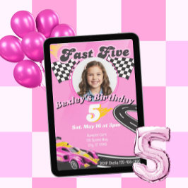 Fast Five, Picture Pink Racing 5th Birthday Einladung