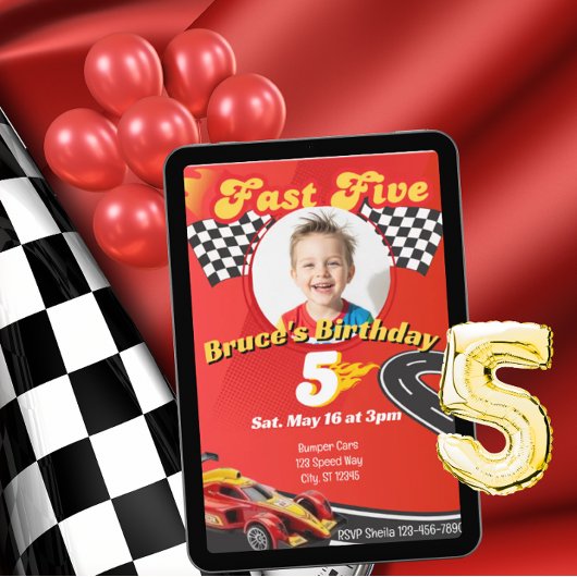 Fast Five, Picture Racing 5. Geburtstag Einladung