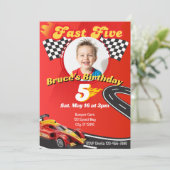 Fast Five, Picture Racing 5th Birthday Einladung (Stehend Vorderseite)