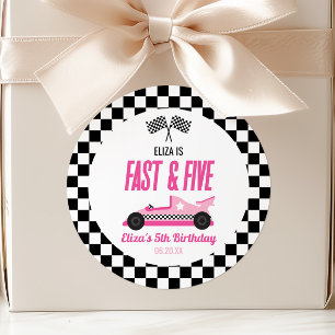 Fast & Five Pink Race 5. Geburtstagsparty Runder Aufkleber