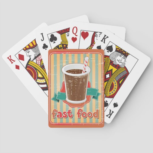 Fast food background with drink in retro style spielkarten (Rückseite)