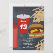 Fast Food Burger Fries Barbecue Geburtstag Einladung (Vorderseite)