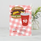 Fast Food Burger Fries GRILLEN Birthday Einladung (Stehend Vorderseite)