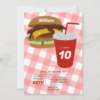 Fast Food Burger Fries GRILLEN Birthday Einladung
