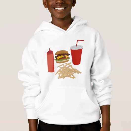 Fast Food Burger Fries Illustration Hoodie (Vorderseite)