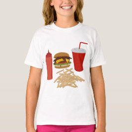 Fast Food Burger Fries Illustration T-Shirt