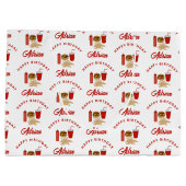 Fast Food Burger Fries Muster Geburtsname Große Geschenktüte (Rückseite)