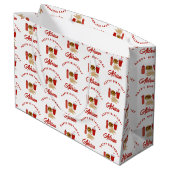 Fast Food Burger Fries Muster Geburtsname Große Geschenktüte (Rückseite Schrägansicht)