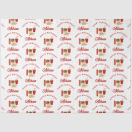 Fast Food Burger Fries Muster Geburtsname Seidenpapier