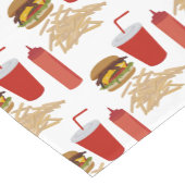 Fast Food Burger Fries Muster GRILLEN Kurzer Tischläufer (Ecke)