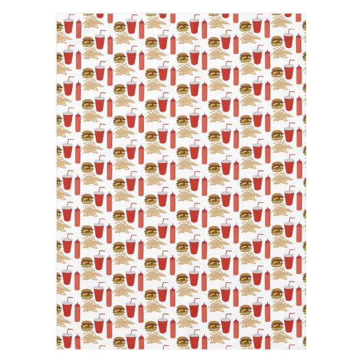 Fast Food Burger Fries Muster GRILLEN Picnic Tischdecke (Vorderseite)
