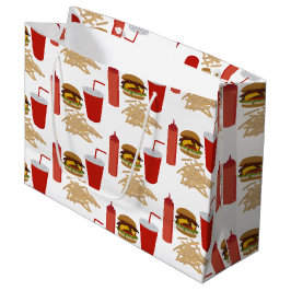Fast Food Burger Fries Muster Große Geschenktüte