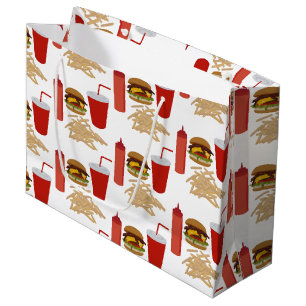 Fast Food Burger Fries Muster Große Geschenktüte