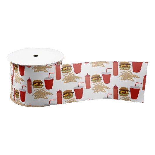 Fast Food Burger Fries Muster Satinband (Spule)