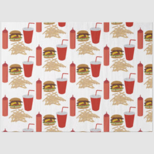 Fast Food Burger Fries Muster Seidenpapier