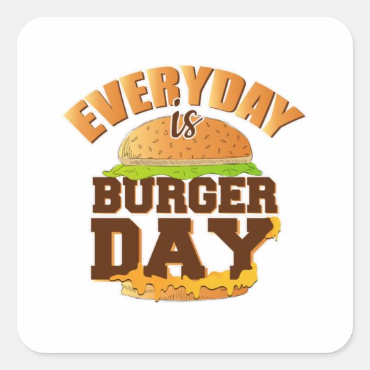Fast Food Burger Käse Funny Eat Feinschmecker Gesc Quadratischer Aufkleber (Vorderseite)