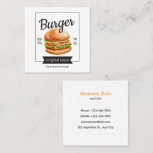 Fast-Food-Burger-Logo Quadratische Visitenkarte